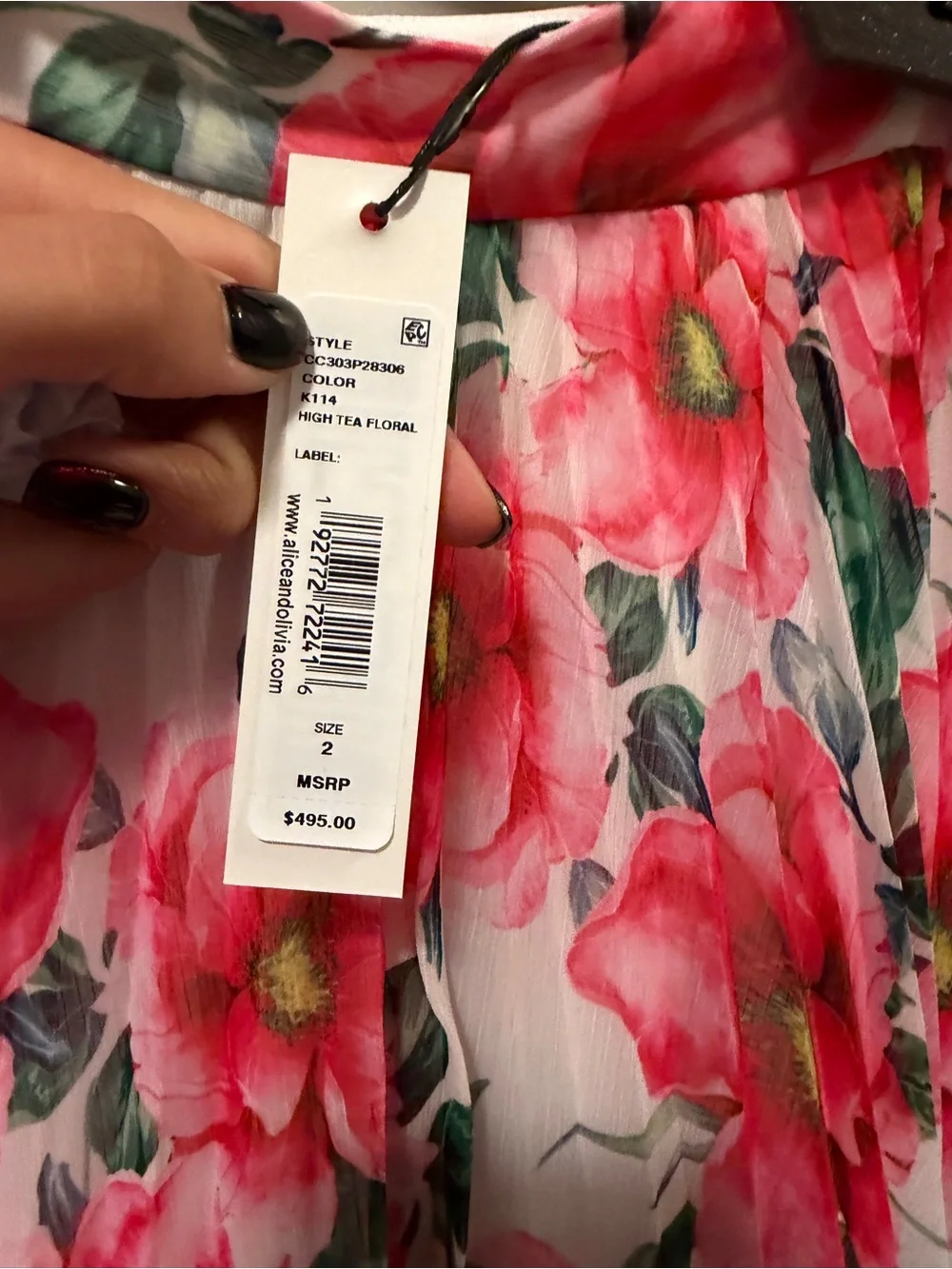 Alice and Olivia Pink Floral Pleated Maxi Skirt - Lightweight Women's Skirt